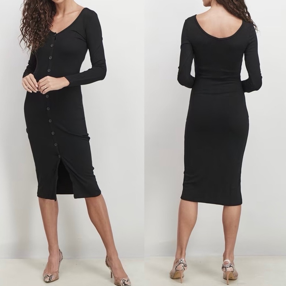 BB Dakota black Trish midi button front dress